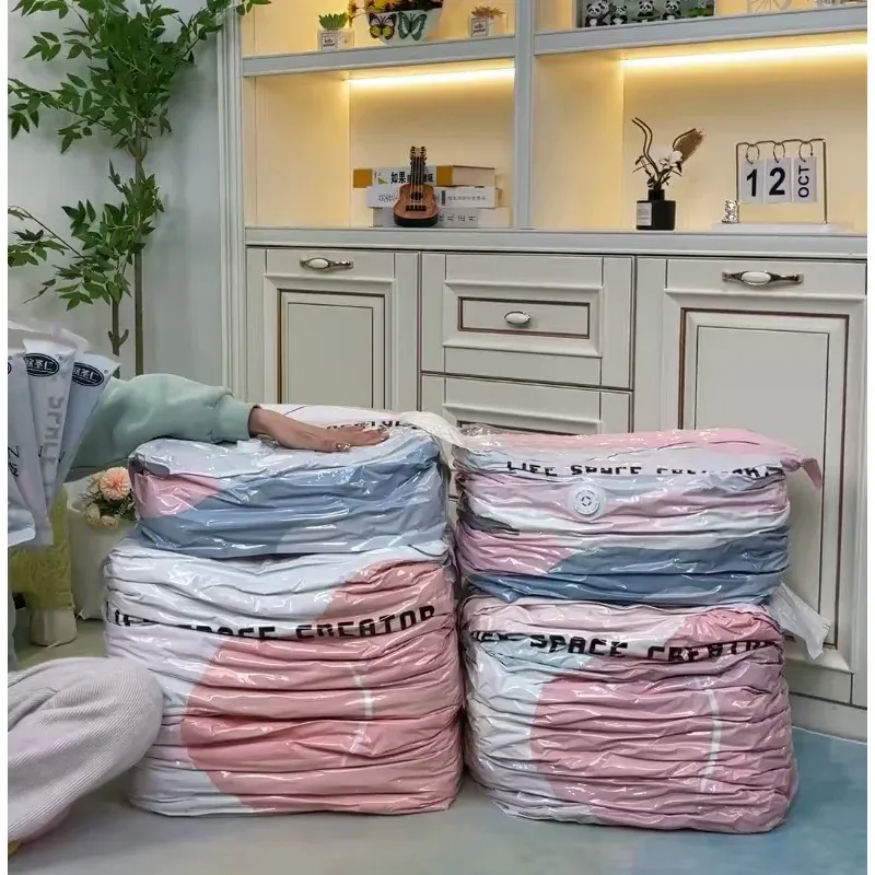 Sacs de rangement sous vide sans pompe pour vêtements, couvertures et édredons, grande capacité 4
