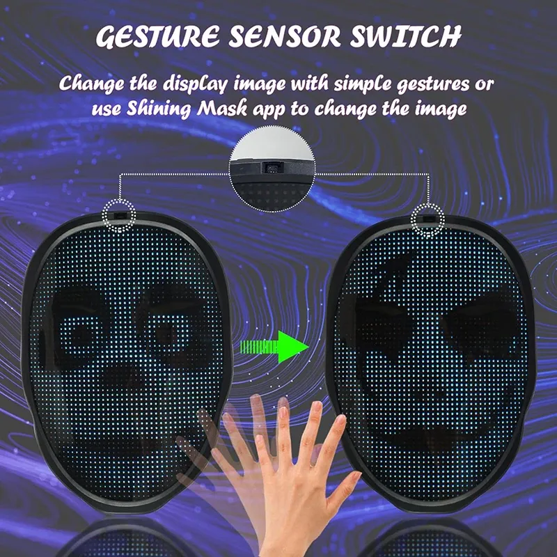 Masque LED Bluetooth programmable à commande par application 3