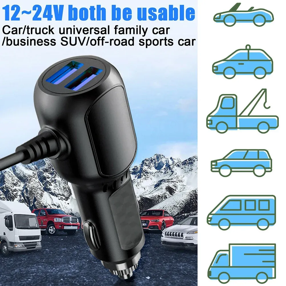 Chargeur de voiture, lumière LED bleue