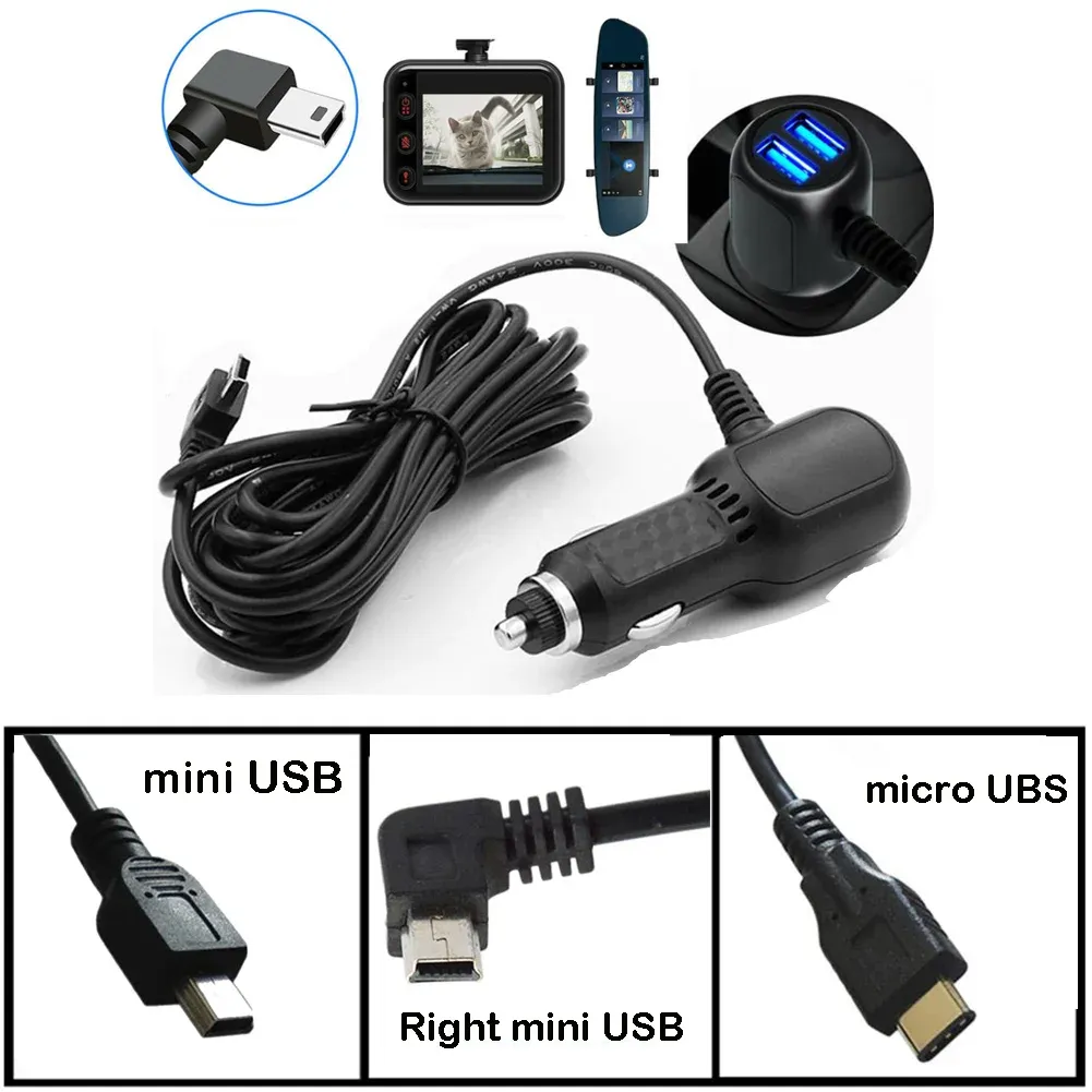 Chargeur de voiture USB pour caméra embarquée, vue d'ensemble