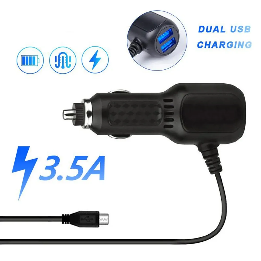 Câble de charge 3 en 1 pour caméra de tableau de bord, chargeur allume-cigare 12-24 V, câble d'alimentation mini USB et micro USB pour caméra DVR GPS 9
