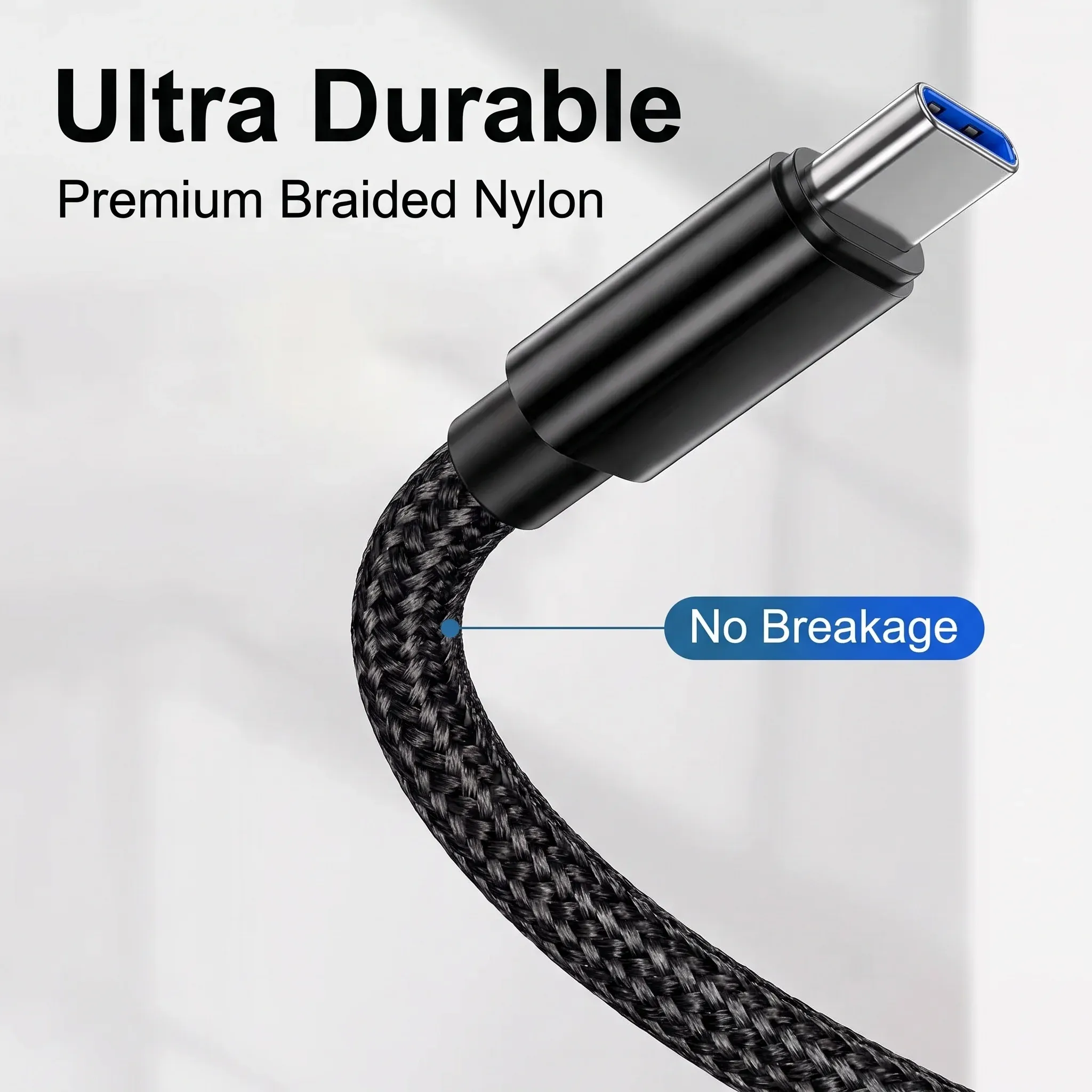 Câble de charge ultra-rapide PD 10 A 120 W USB Type-C en nylon tressé pour smartphone et ordinateur portable 2