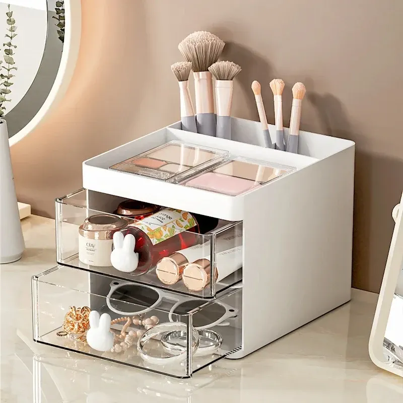 Petite boîte de rangement de bureau pour cartes de visite, stylos, crayons, maquillage et papeterie 5