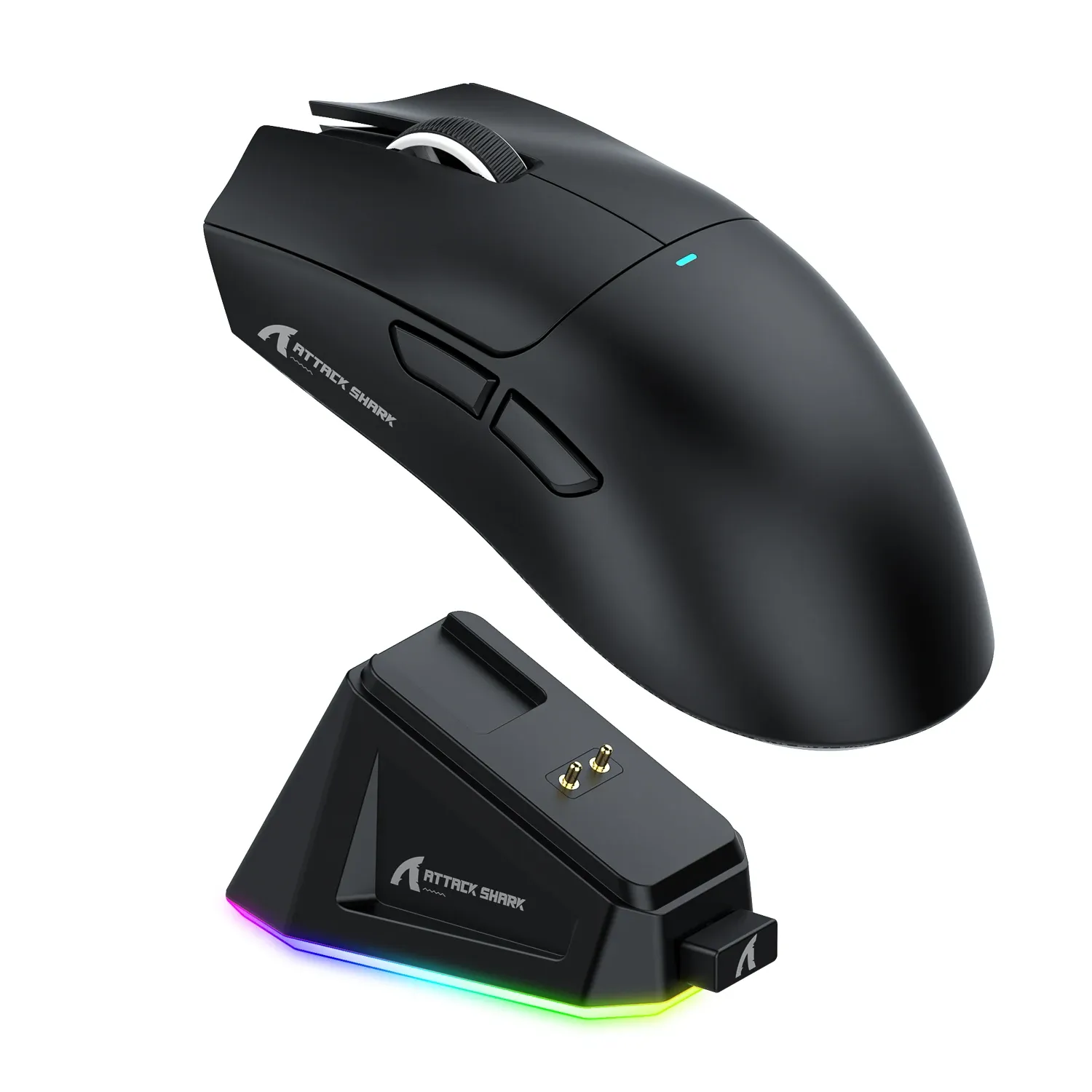 Souris de jeu sans fil Attaque Shark X11, tri-mode Bluetooth et 2,4 GHz, capteur PAW3311, RGB, station de charge magnétique 1
