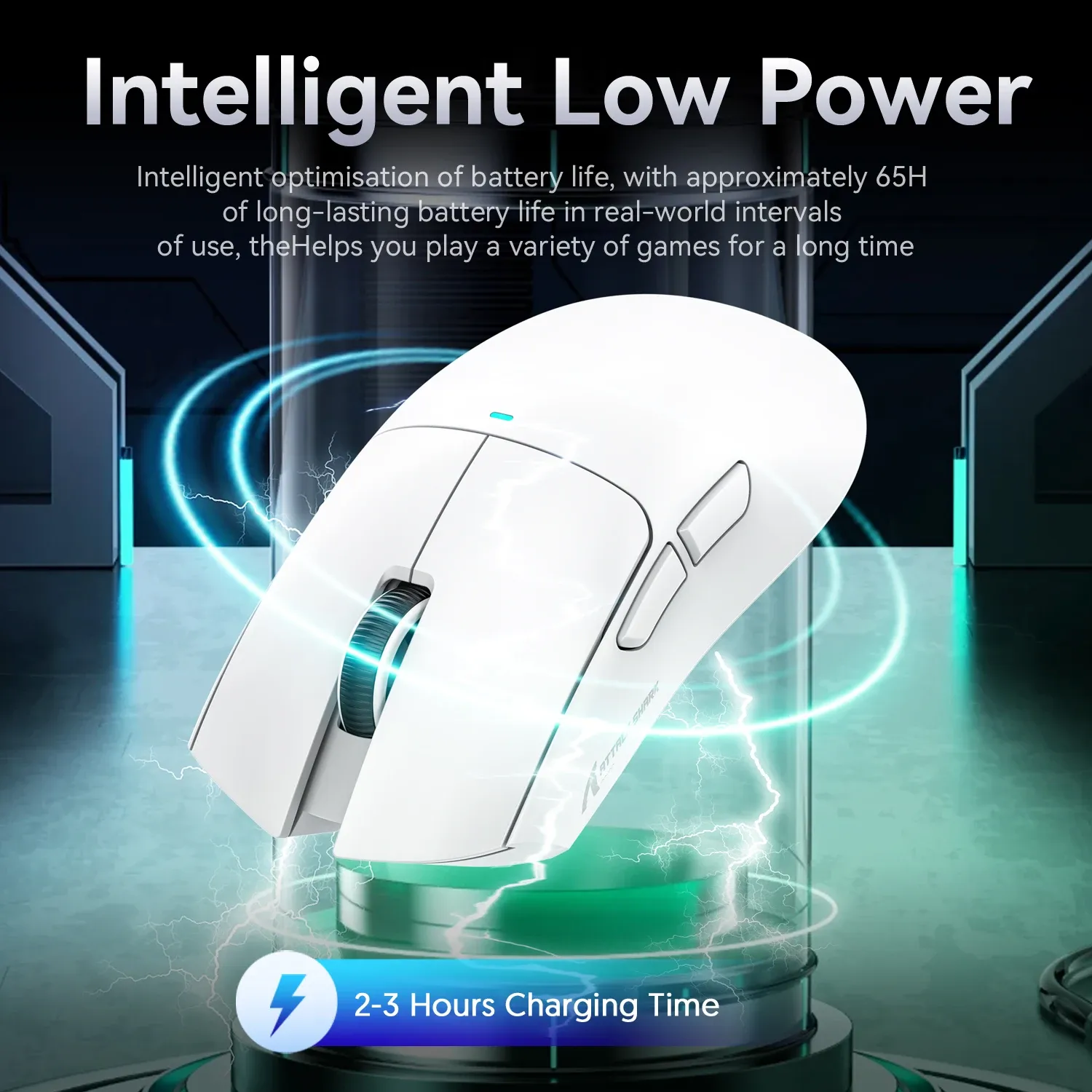 Souris de jeu sans fil Attaque Shark X11, tri-mode Bluetooth et 2,4 GHz, capteur PAW3311, RGB, station de charge magnétique 3