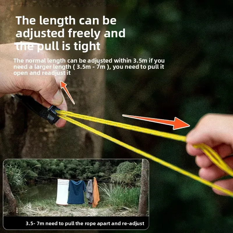 Corde à linge portable d'extérieur avec pinces, idéale pour le camping et les voyages, sans perçage, anti-vent 4