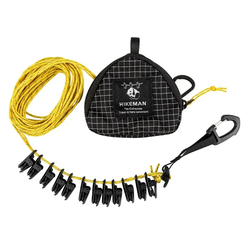 Corde à linge portable d'extérieur avec pinces, idéale pour le camping et les voyages, sans perçage, anti-vent 5