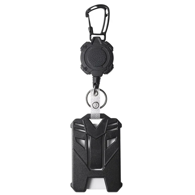 Bobine à badge rétractable robuste en acier, porte-clés avec cordon d'identification tactique (1 pièce) 7