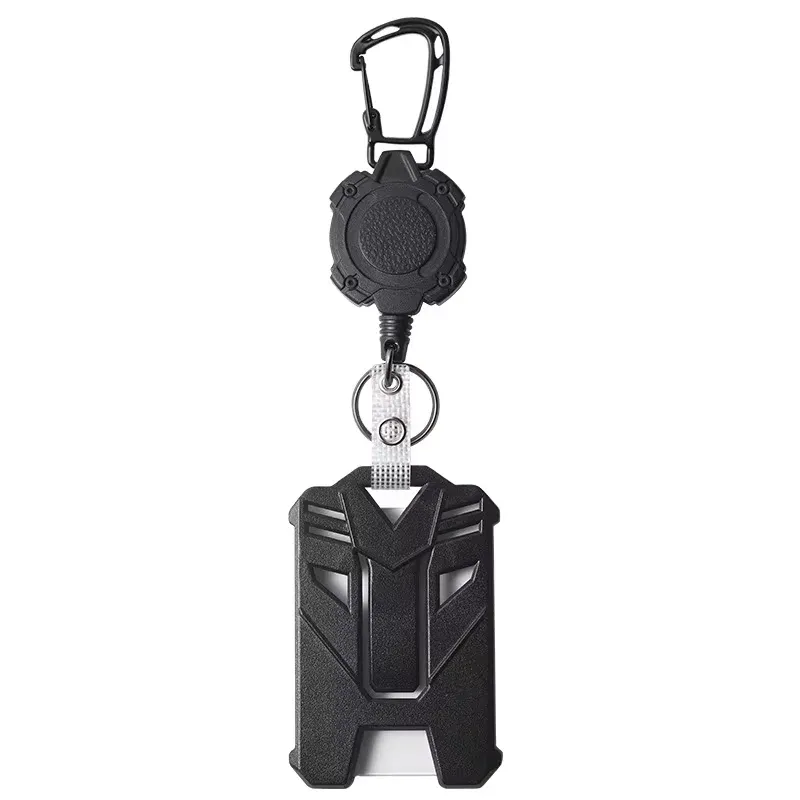 Bobine à badge rétractable robuste en acier, porte-clés avec cordon d'identification tactique (1 pièce) 23