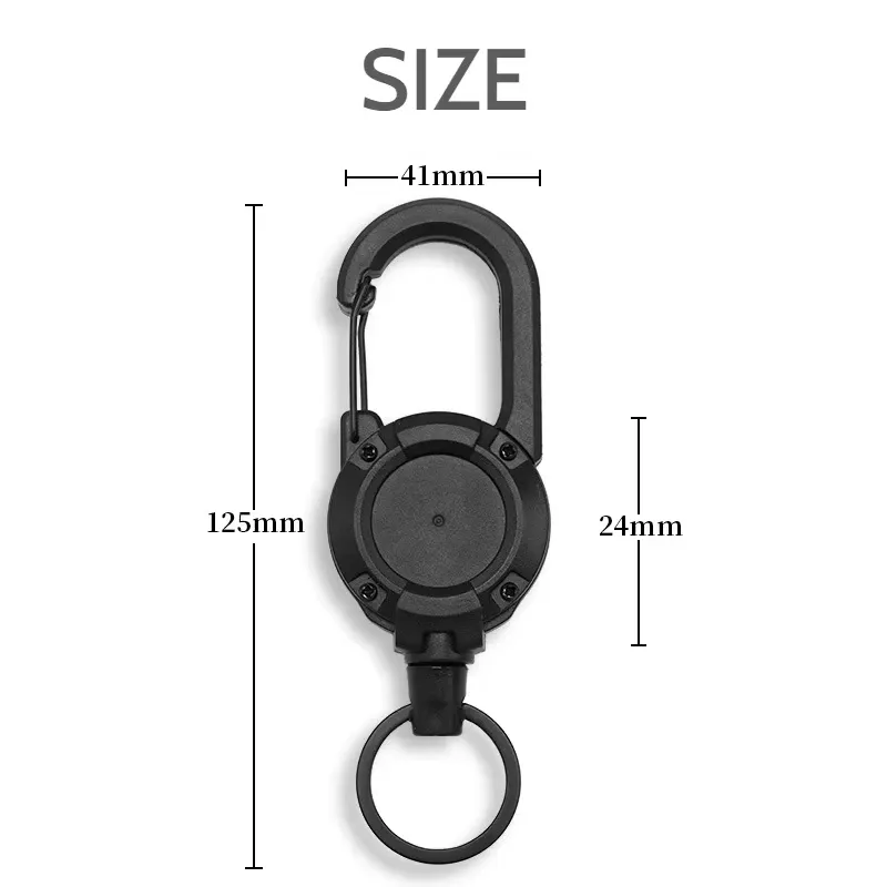 Bobine à badge rétractable robuste en acier, porte-clés avec cordon d'identification tactique (1 pièce) 16