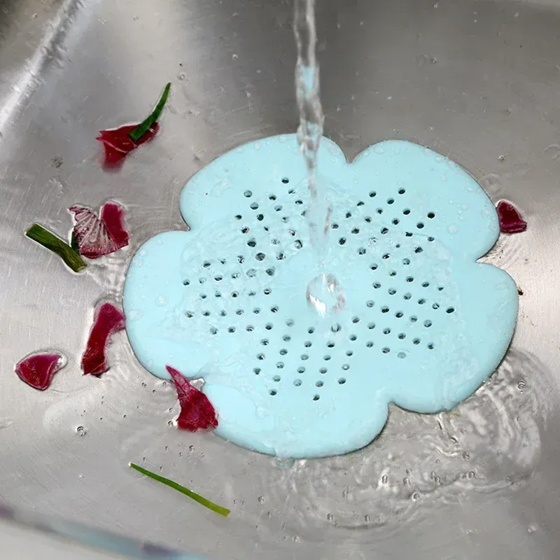 Filtre de bonde de sol fleuri, anti-blocage, pour évier de salle de bains et de cuisine (1 pièce) 2