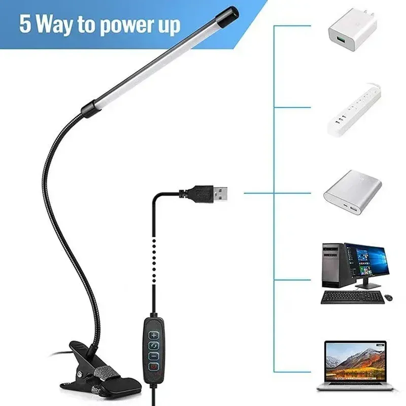 Lampe de bureau LED à pince avec protection des yeux, noire 4