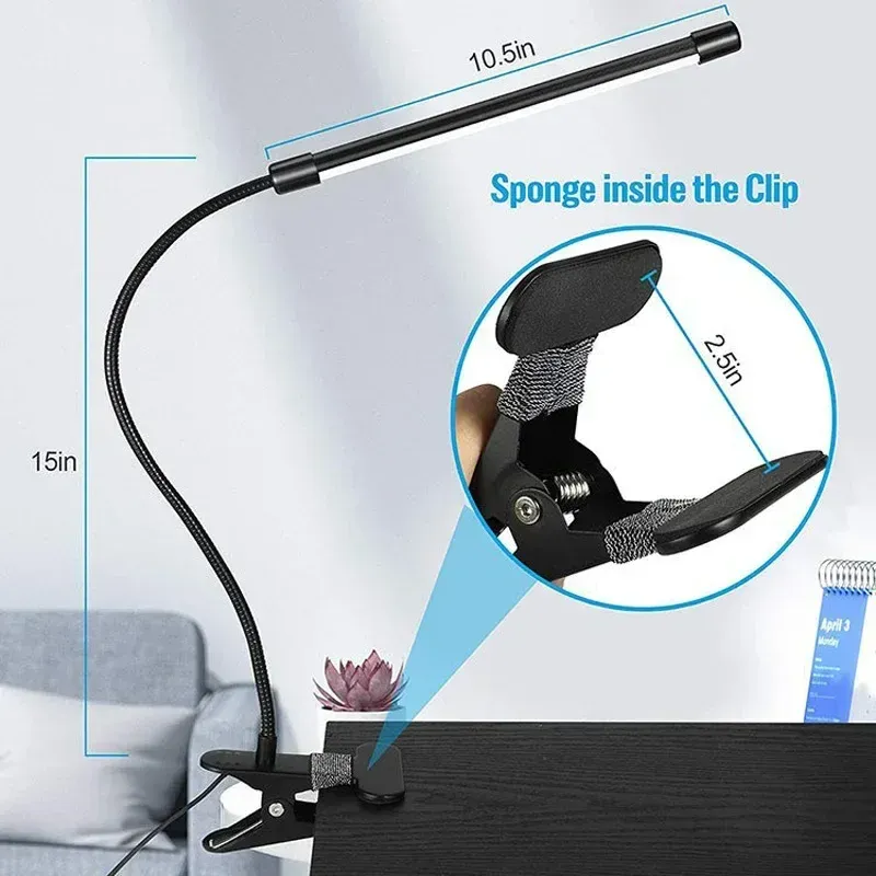 Lampe de bureau LED à pince avec protection des yeux, noire 5