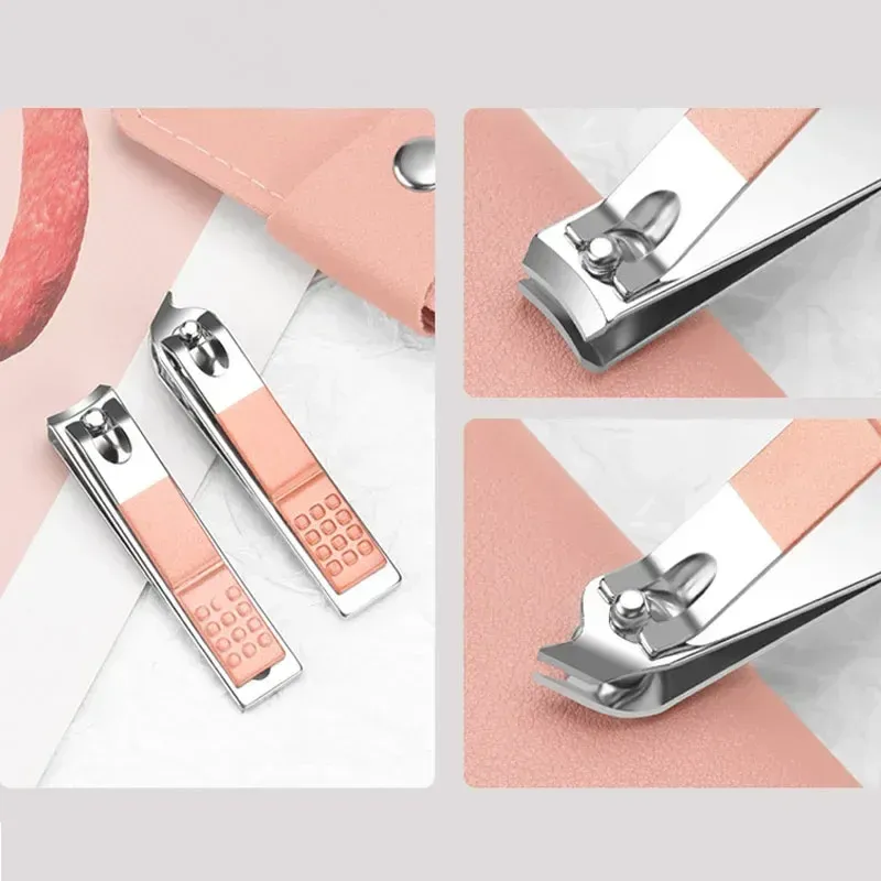 Kit de manucure et pédicure 7 pièces avec étui en cuir PU coloré (coupe-ongles, ciseaux, pince à épiler, tondeuse) 5