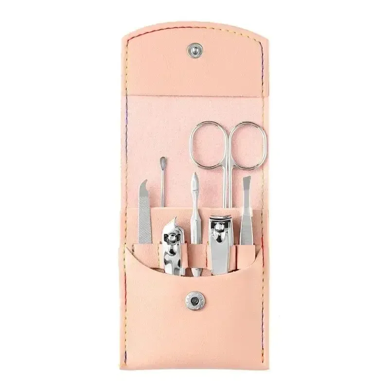 Kit de manucure et pédicure 7 pièces avec étui en cuir PU coloré (coupe-ongles, ciseaux, pince à épiler, tondeuse) 12