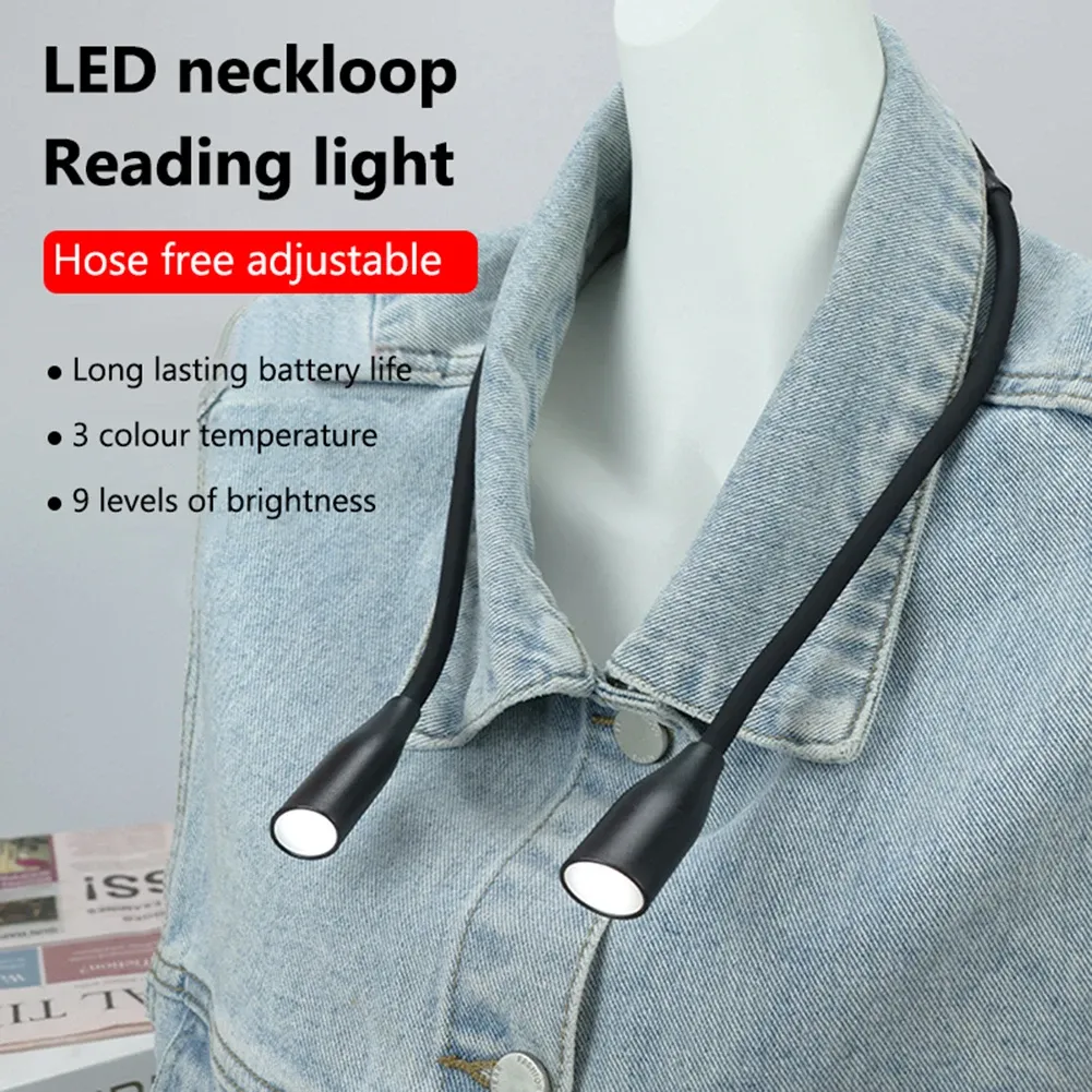 Lampe de lecture LED à col flexible, bras pliable et luminosité réglable, idéale pour la lecture, le bricolage et le tricot 2