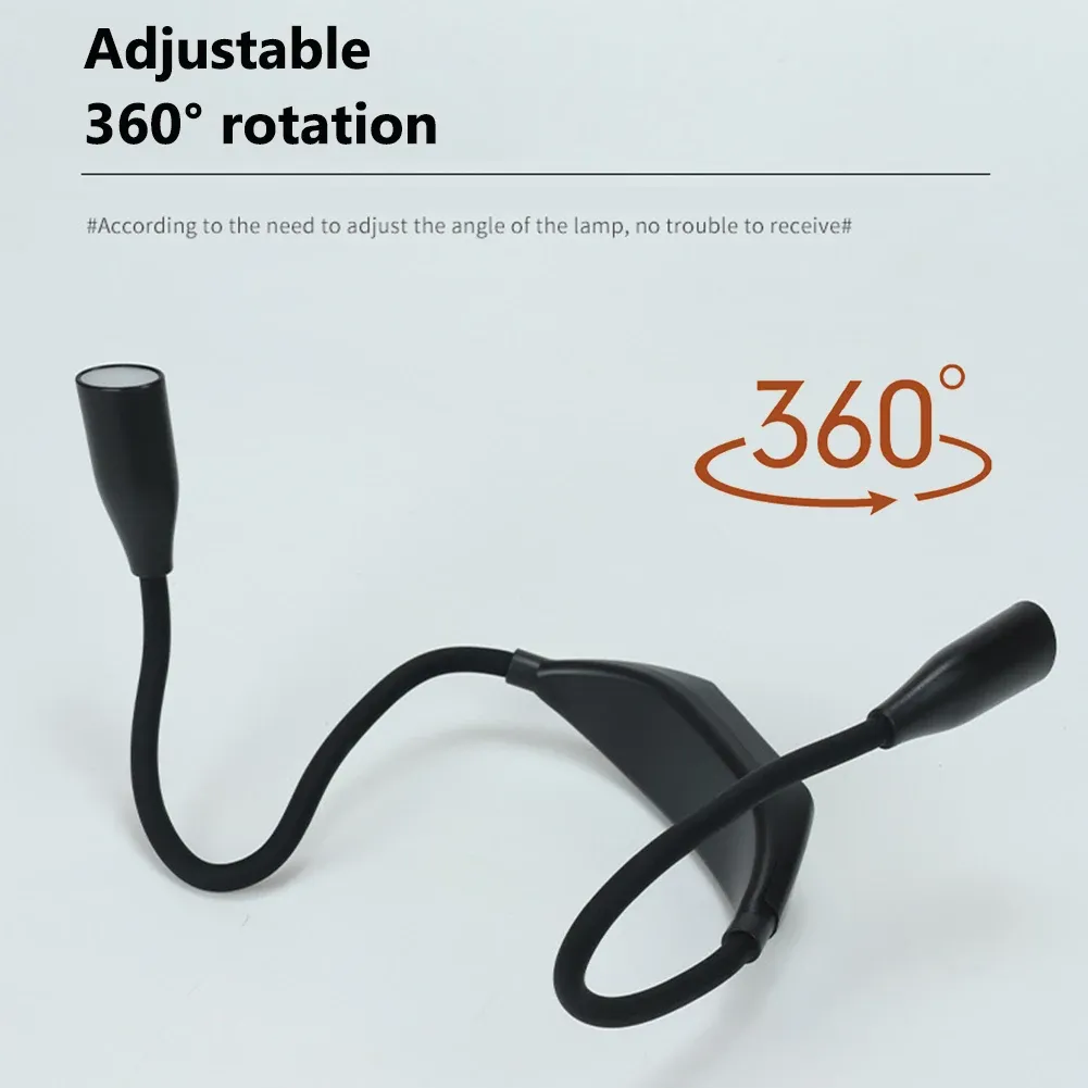 Lampe de lecture LED à col flexible, bras pliable et luminosité réglable, idéale pour la lecture, le bricolage et le tricot 5