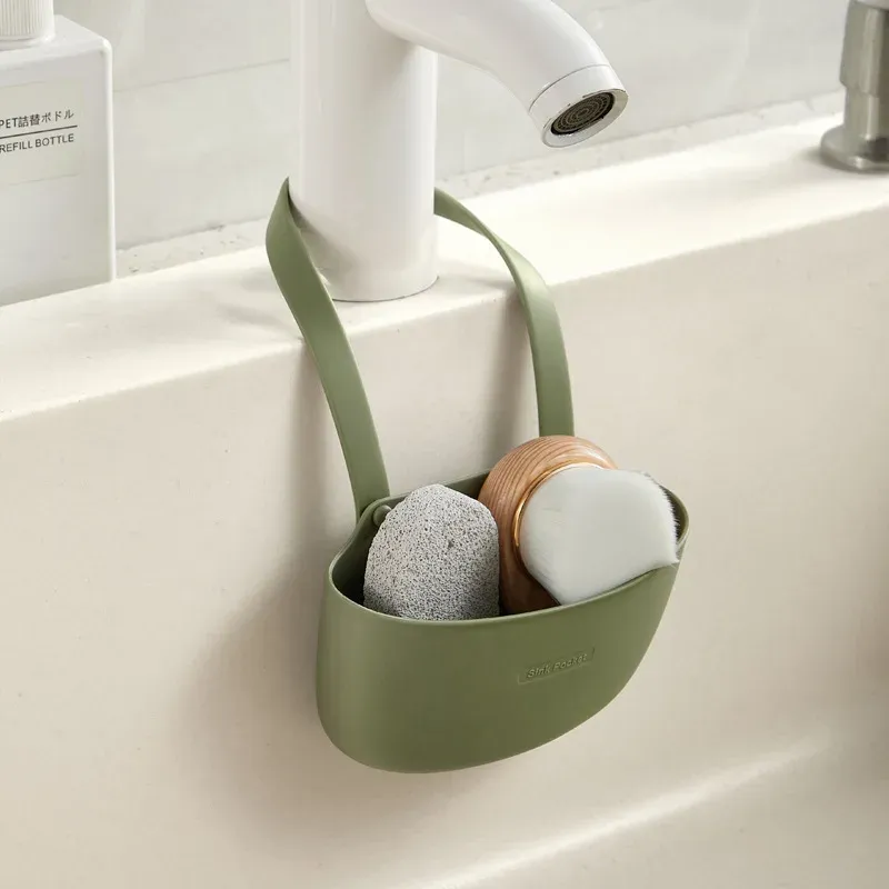 Égouttoir d'évier avec porte-éponge, porte-savon et panier de rangement 3