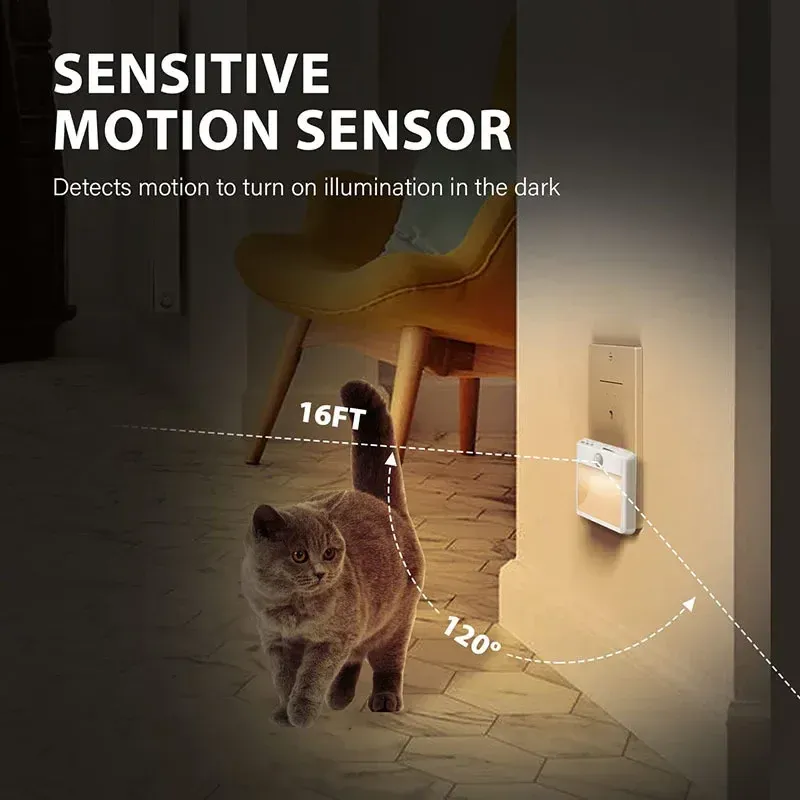 Veilleuse LED à détecteur de mouvement, lumière blanche chaude à intensité variable pour chambre, salon, toilettes et escaliers 4