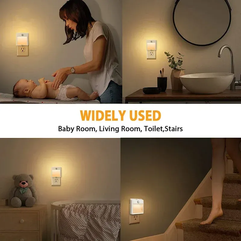 Veilleuse LED à détecteur de mouvement, lumière blanche chaude à intensité variable pour chambre, salon, toilettes et escaliers 5