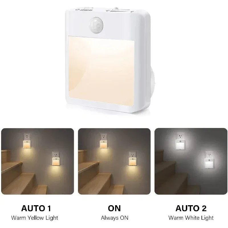 Veilleuse LED à détecteur de mouvement, lumière blanche chaude à intensité variable pour chambre, salon, toilettes et escaliers 7