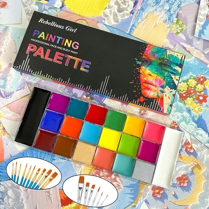 Sfx – Palette de peinture pour le visage et le corps, 20 couleurs, pour enfants et adultes, maquillage d'Halloween et déguisement - Image 1