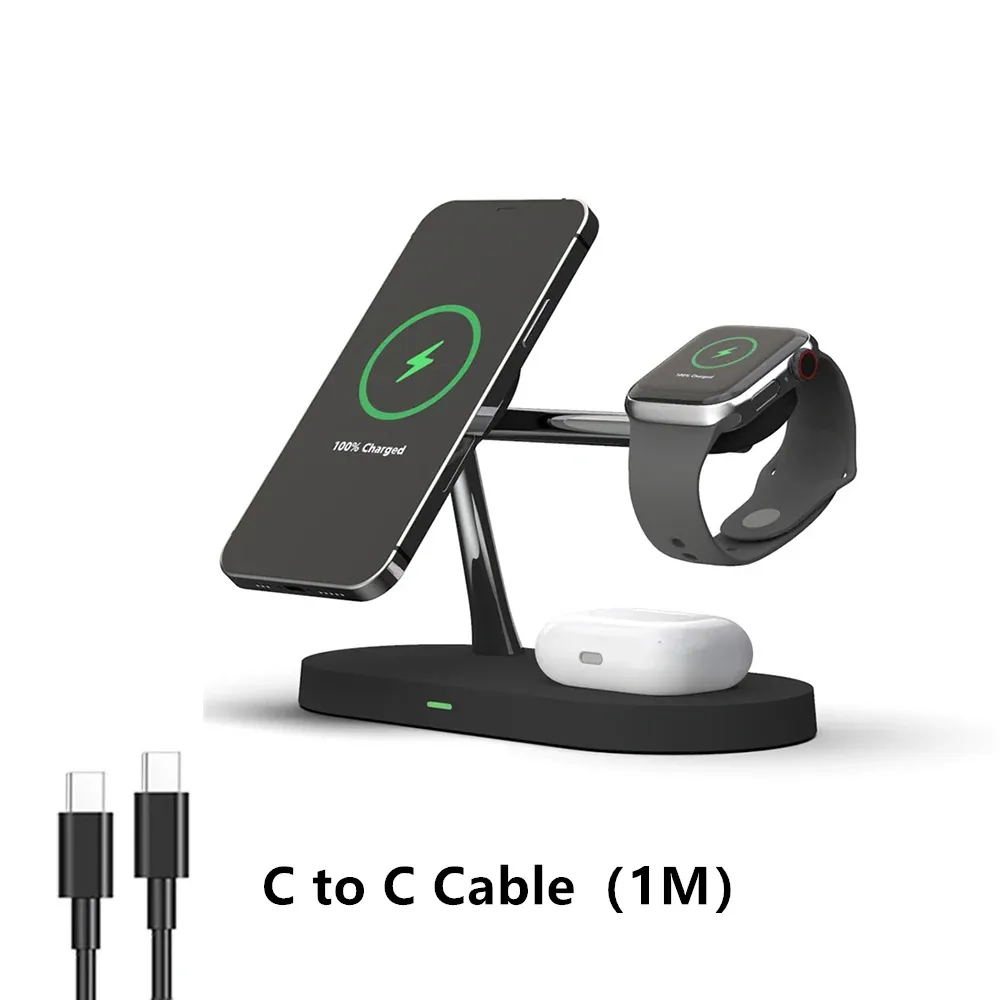 Support de chargeur sans fil 3 en 1 pour iPhone 12/13/14/15/16/17, station de charge rapide pour Apple Watch 10/9/8/7/6/5/4 et AirPods 2/3/Pro 8