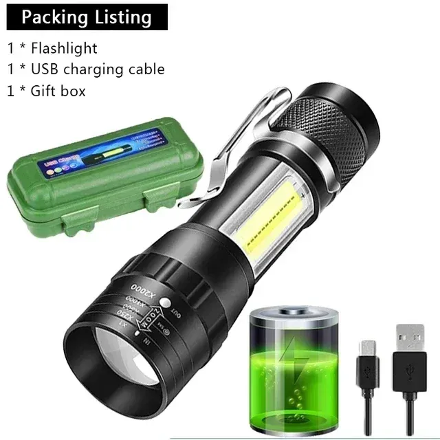 Lampe de poche LED COB rechargeable USB-C, mini torche portable avec clip magnétique pour usage d'urgence 13