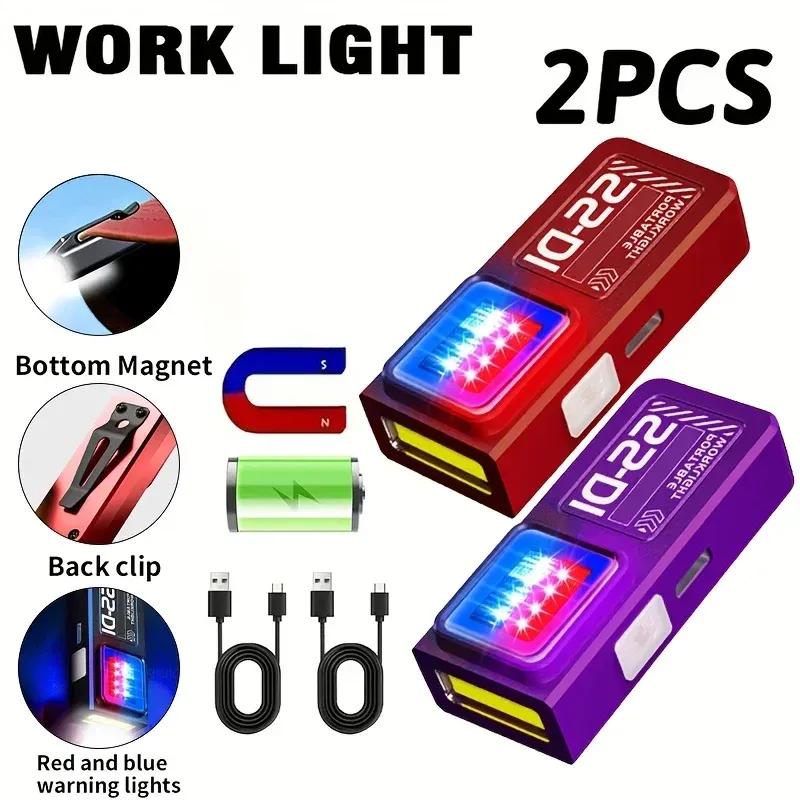 Lampe de poche LED COB rechargeable USB-C, mini torche portable avec clip magnétique pour usage d'urgence 11