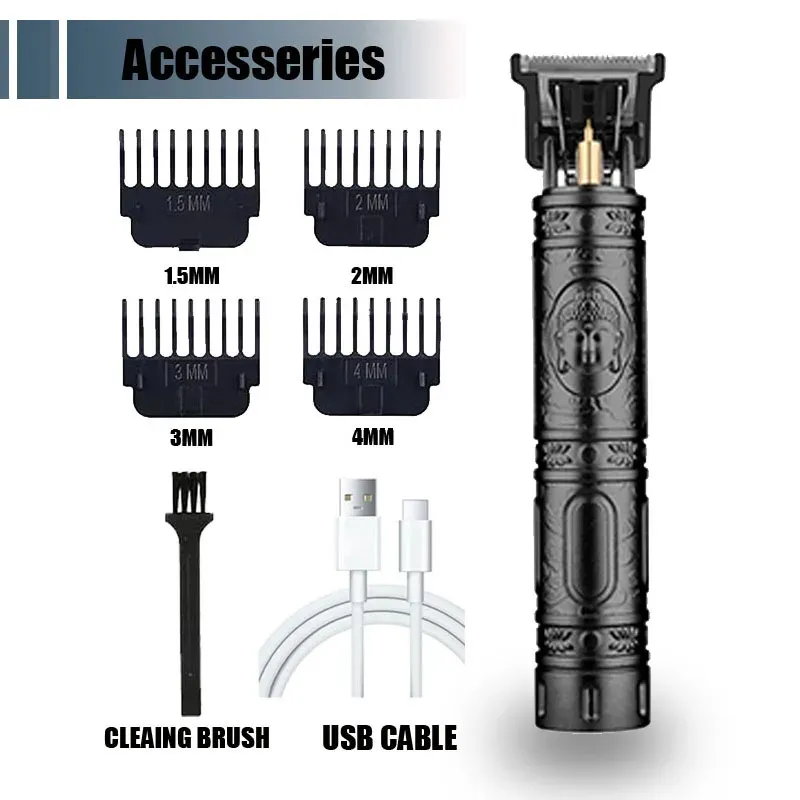 Tondeuse à cheveux électrique portable rechargeable USB, sans fil, style vintage, pour barbiers 15