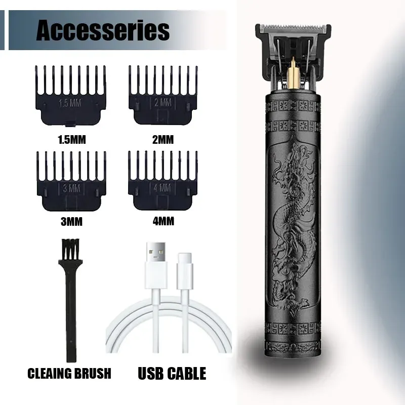 Tondeuse à cheveux électrique portable rechargeable USB, sans fil, style vintage, pour barbiers 18