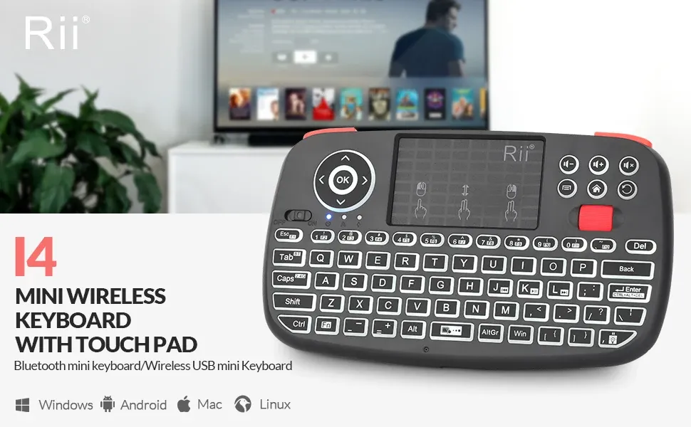 Clavier sans fil Rii i4 Mini avec pavé tactile