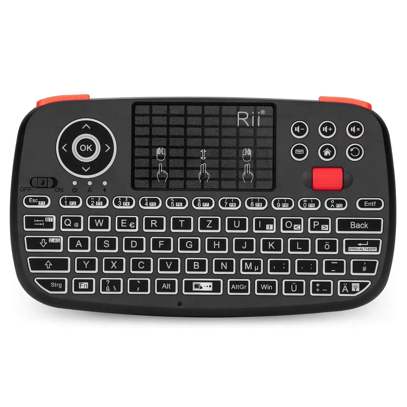 Rii I4 Mini Clavier sans fil avec pavé tactile, rétroéclairé, 2,4 GHz et Bluetooth, compatible Windows, Android TV Box et Smart TV 12