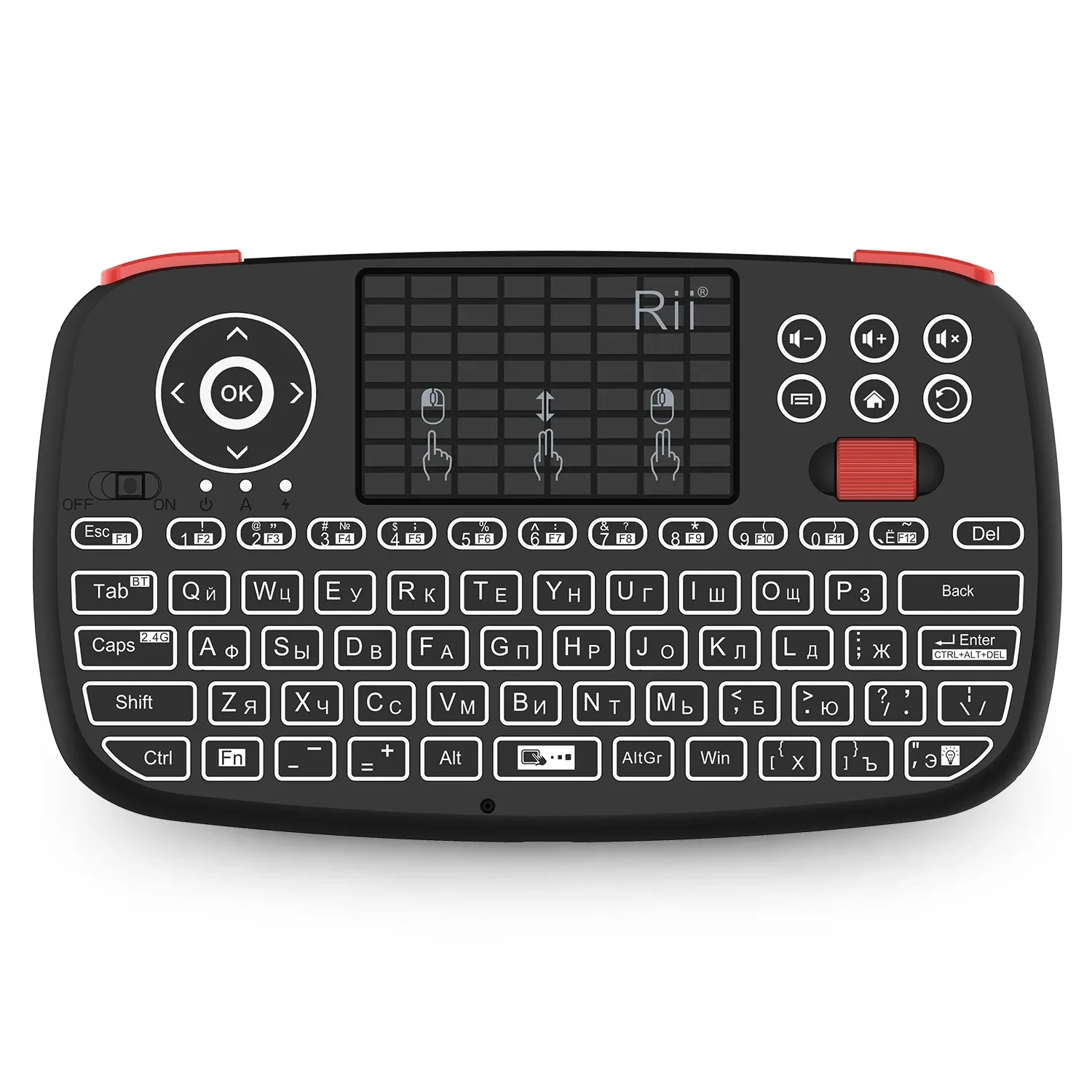 Rii I4 Mini Clavier sans fil avec pavé tactile, rétroéclairé, 2,4 GHz et Bluetooth, compatible Windows, Android TV Box et Smart TV 10