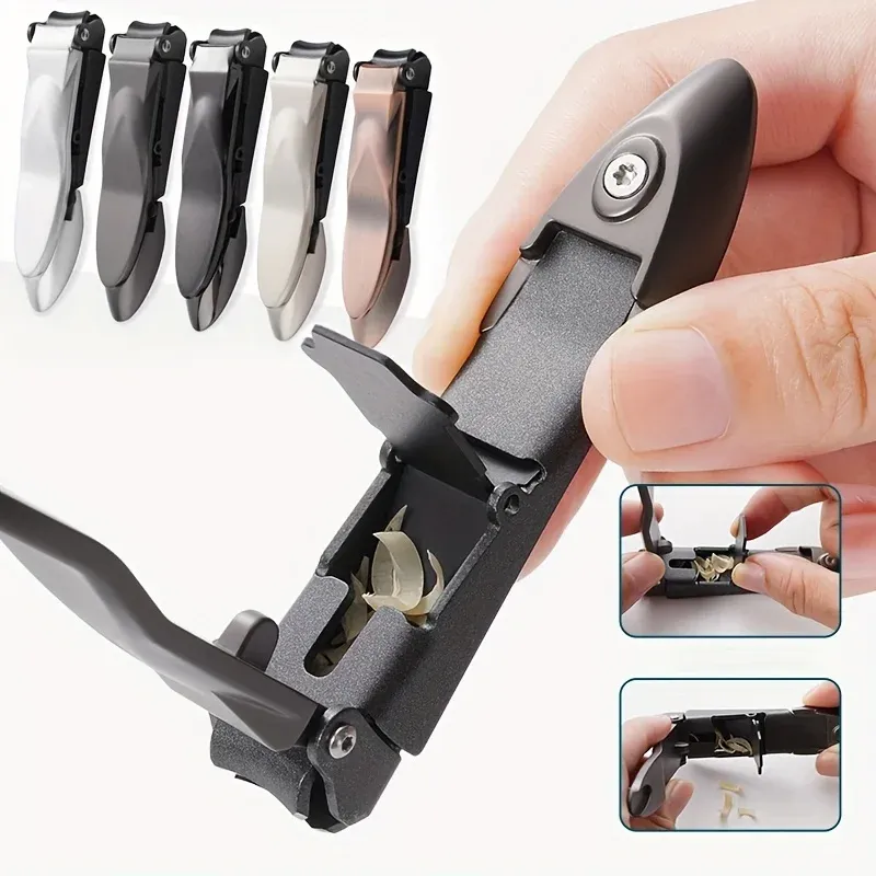 Coupe-ongles pour hommes avec récupérateur, coupe-ongles autocollecteur et résistant, à levier ergonomique, pour garder les ongles - Image 1