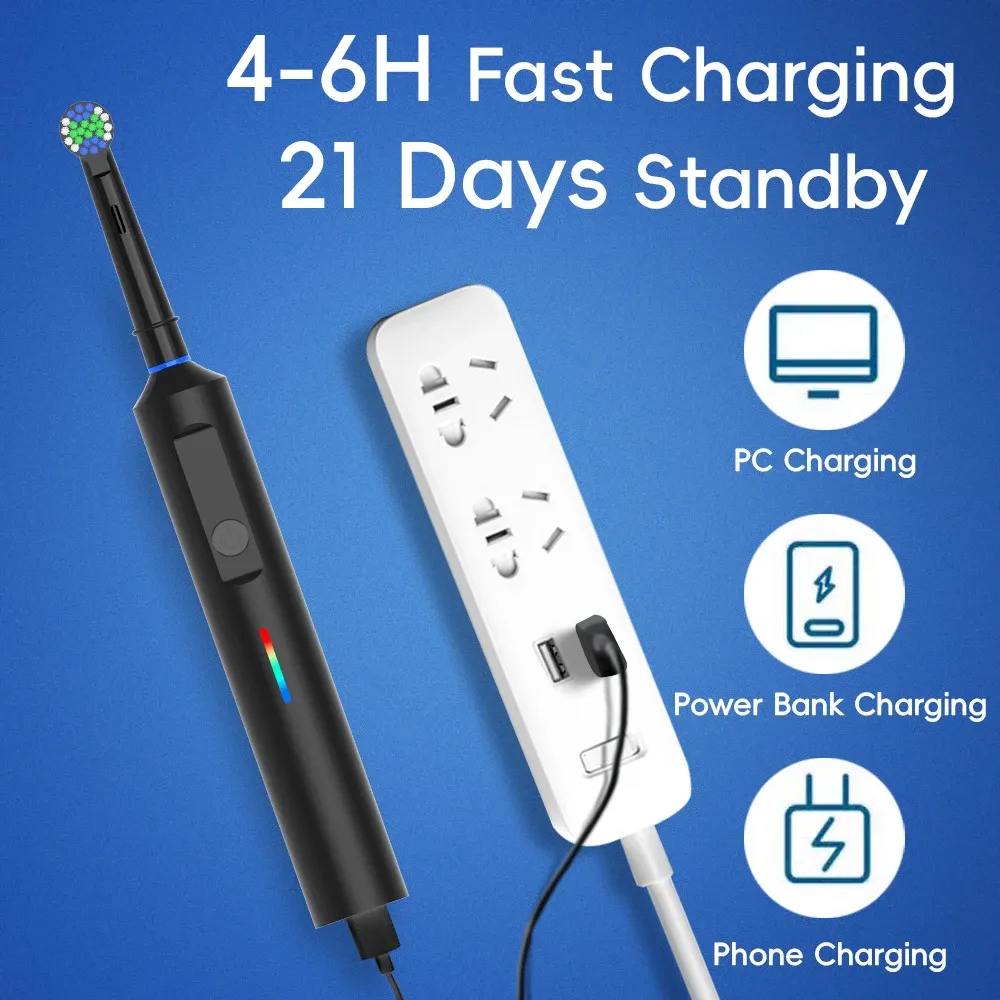 Brosse à dents électrique intelligente rechargeable, compatible avec les têtes de remplacement Oral-B 3