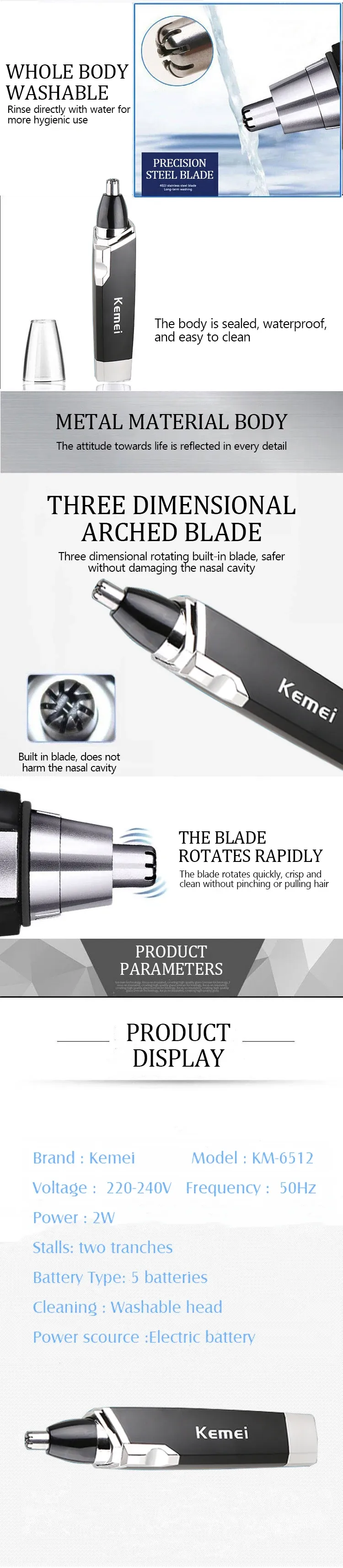 Tondeuse Kemei, design et ergonomie