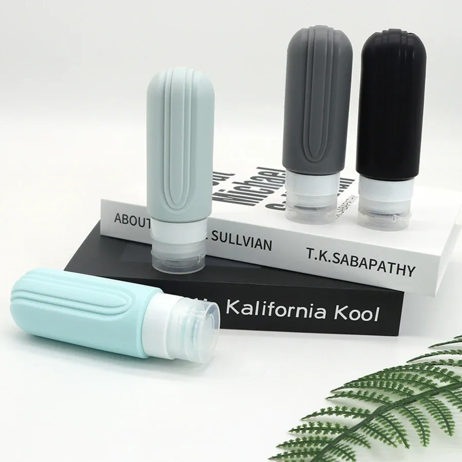 Flacons de voyage en silicone 90 ml, lot de bouteilles vides rechargeables à presser, étanches, pour shampoing, après-shampooing et lotion 6