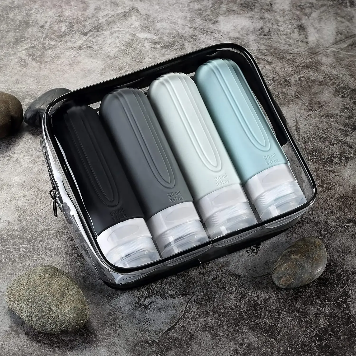 Flacons de voyage en silicone en situation