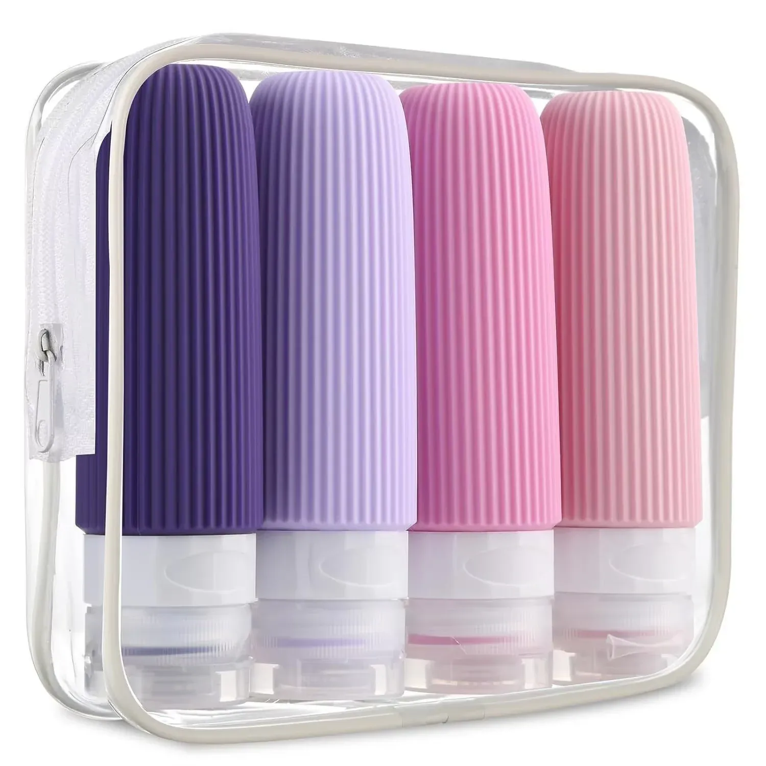 Flacons de voyage en silicone 90 ml, lot de bouteilles vides rechargeables à presser, étanches, pour shampoing, après-shampooing et lotion 9