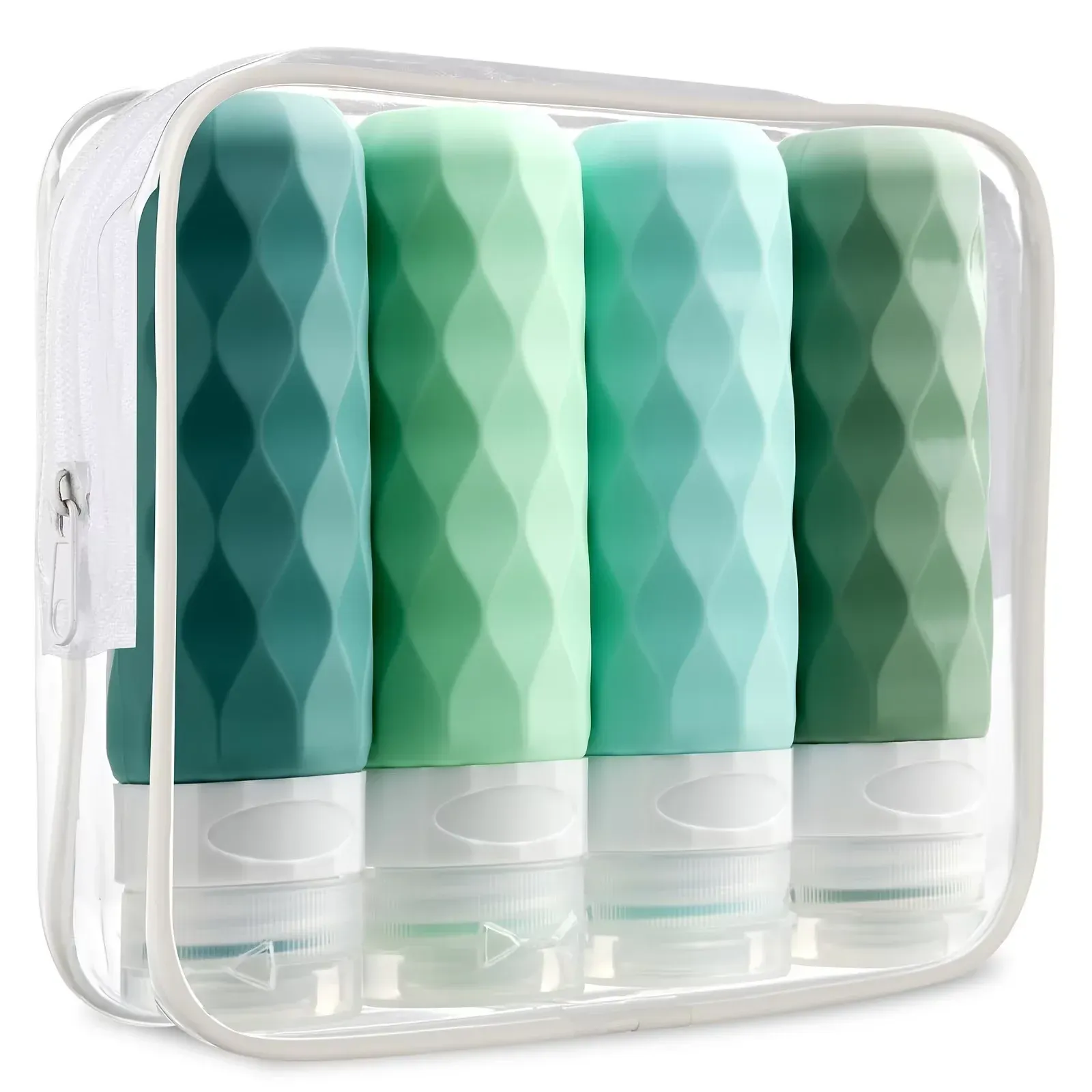 Flacons de voyage en silicone 90 ml, lot de bouteilles vides rechargeables à presser, étanches, pour shampoing, après-shampooing et lotion 7