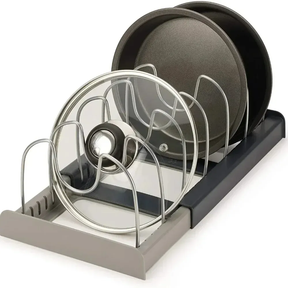 Support télescopique à 7 grilles pour casseroles et couvercles, organisateur d'armoire peu encombrant, 1 pièce 2