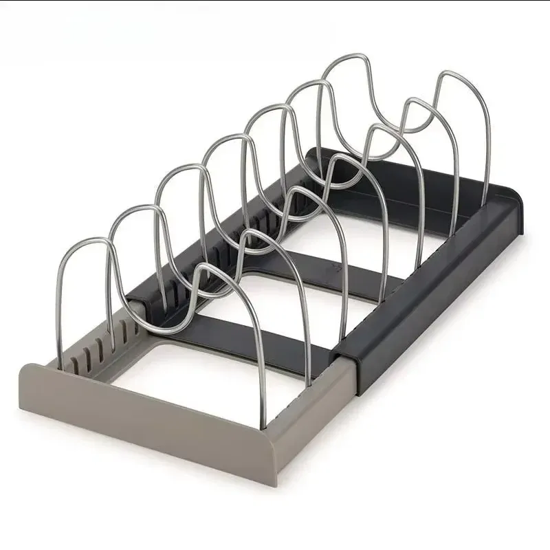 Support télescopique à 7 grilles pour casseroles et couvercles, organisateur d'armoire peu encombrant, 1 pièce 8
