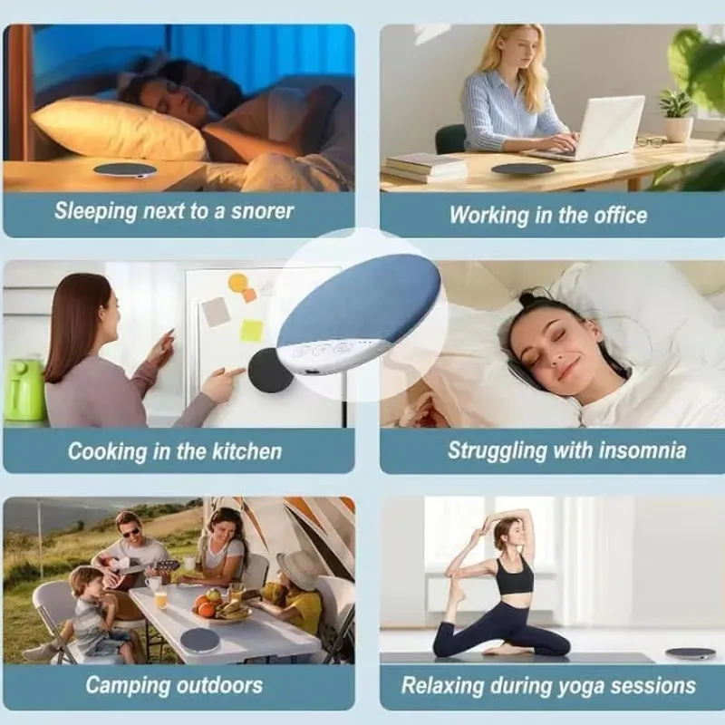 Haut-parleur Bluetooth sans fil pour oreiller, machine à bruit blanc ultra-fine et rechargeable pour le sommeil et la relaxation 5