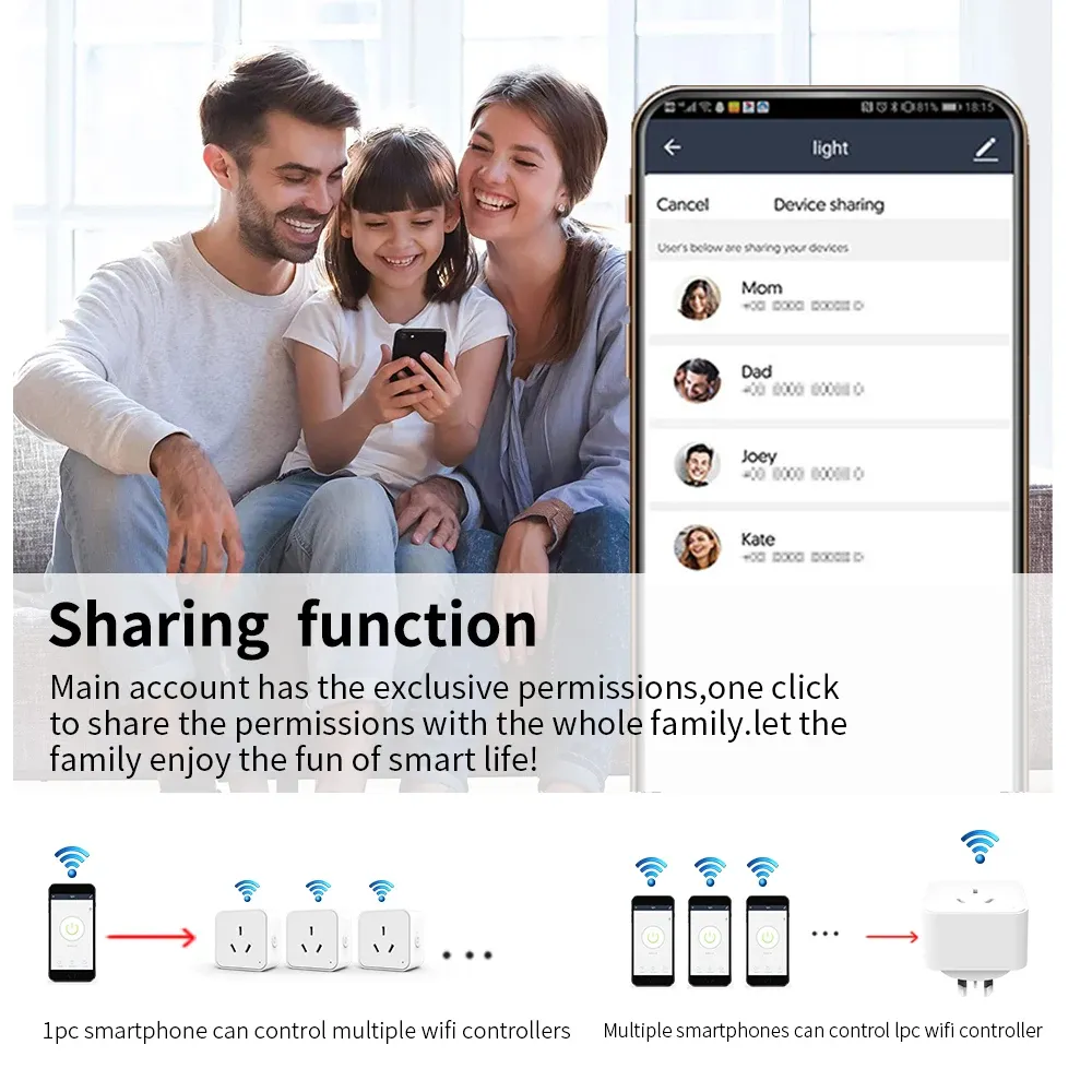 Prise connectée WiFi Tuya AU, prise néo-zélandaise avec suivi de consommation énergétique, compatible avec l'application Smart Life, contrôle vocal Alexa/Google 6