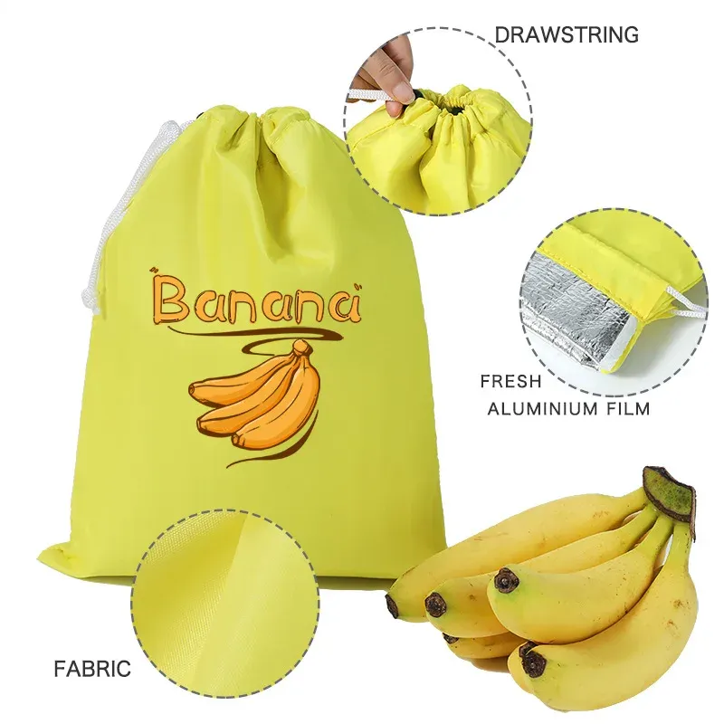 Sacs réutilisables en nylon de qualité alimentaire pour bananes, légumes et tomates, pochettes isolantes à cordon et lavables pour la cuisine 2