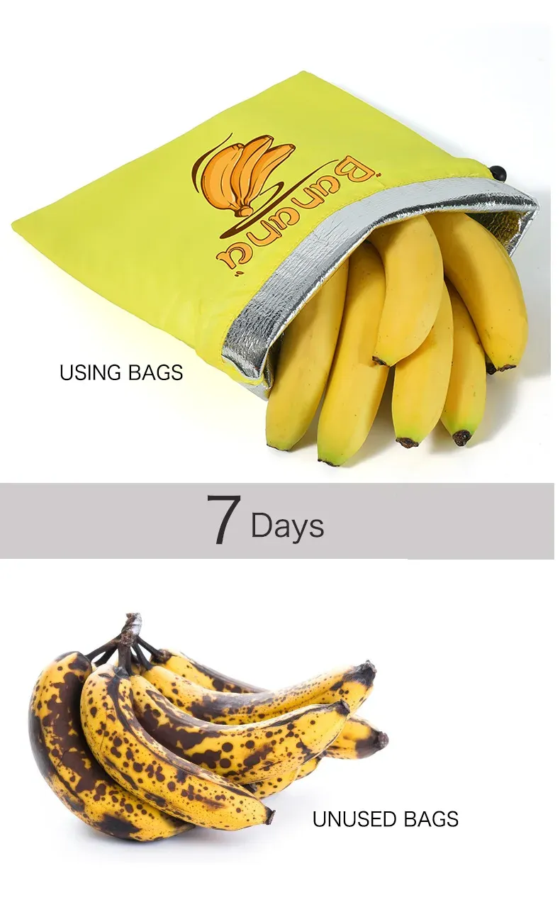 Sacs réutilisables en nylon de qualité alimentaire pour bananes, légumes et tomates, pochettes isolantes à cordon et lavables pour la cuisine 4