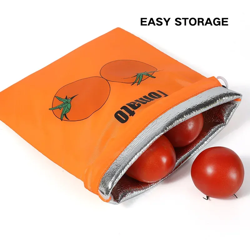Sacs réutilisables en nylon de qualité alimentaire pour bananes, légumes et tomates, pochettes isolantes à cordon et lavables pour la cuisine 6
