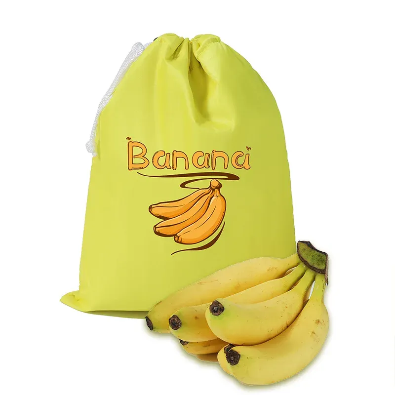 Sacs réutilisables en nylon de qualité alimentaire pour bananes, légumes et tomates, pochettes isolantes à cordon et lavables pour la cuisine 8