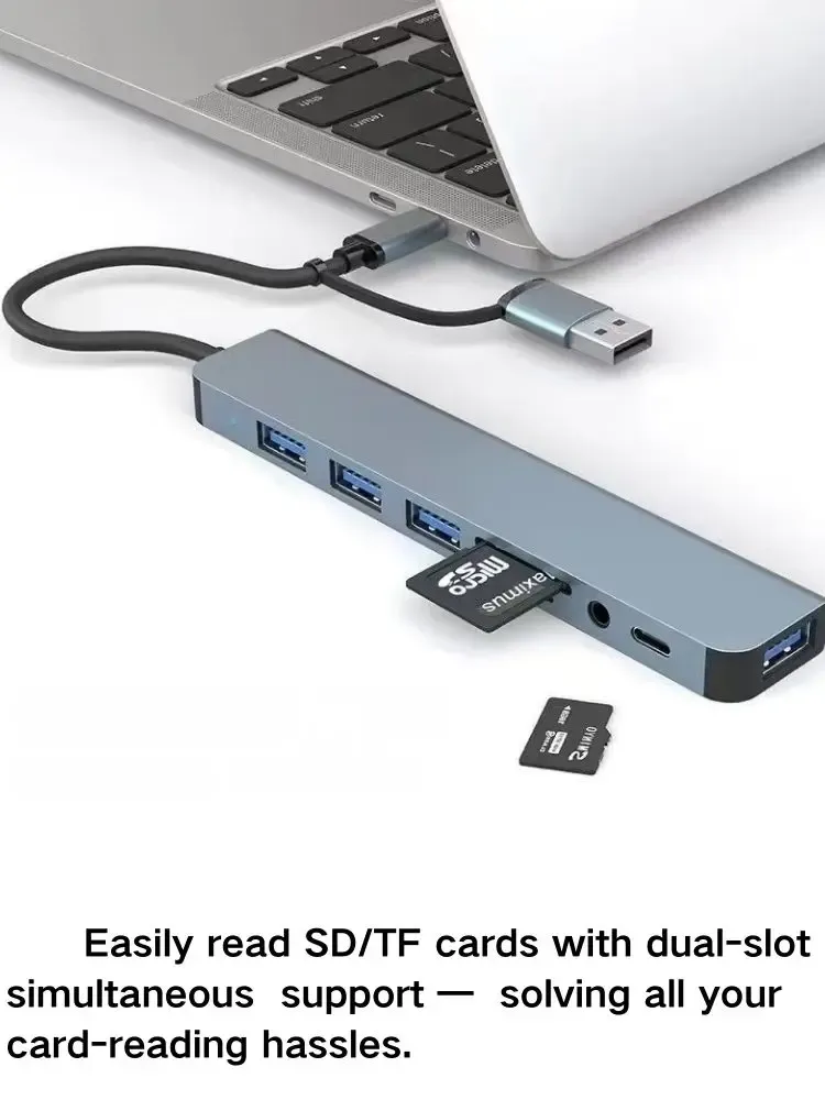 Hub USB-C 8-en-2 en situation d'utilisation quotidienne